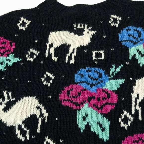 J. Christopher Vintage Cardigan Women's Medium Shetland Wool Hand Knit Reindeer - Picture 9 of 13